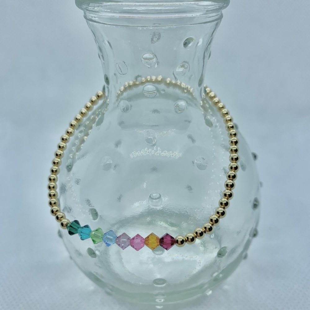 14k gold filled bead bracelet with Swarovski beads